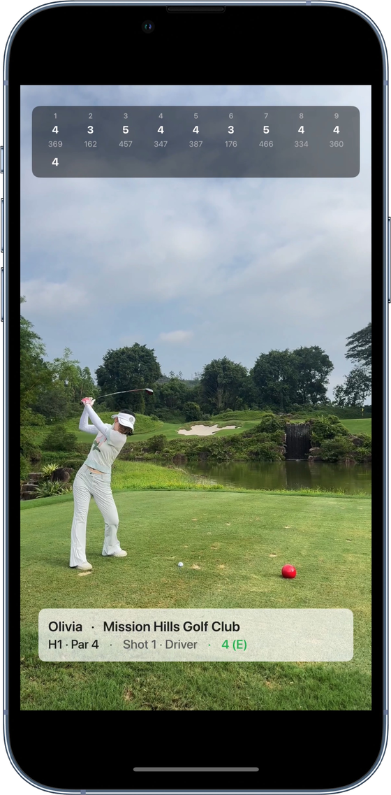 A golf swing playing back in a BirdieCut highlight reel