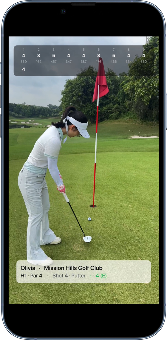 Replaying a putt from the round